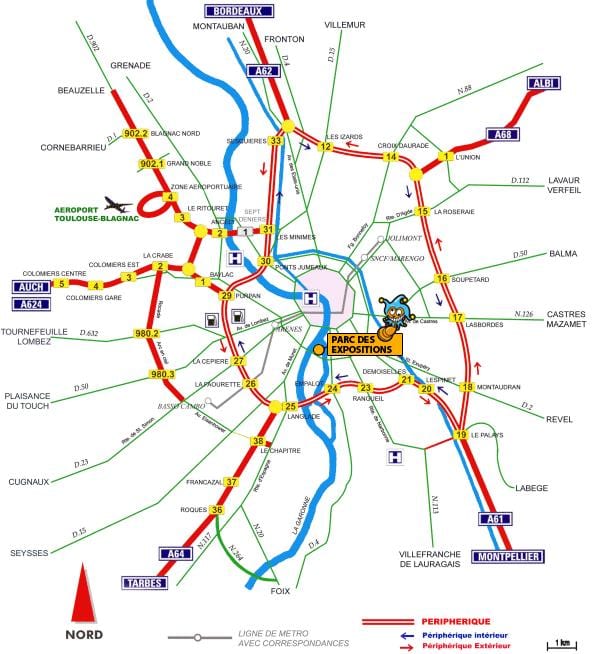 karta autoceste Toulouse