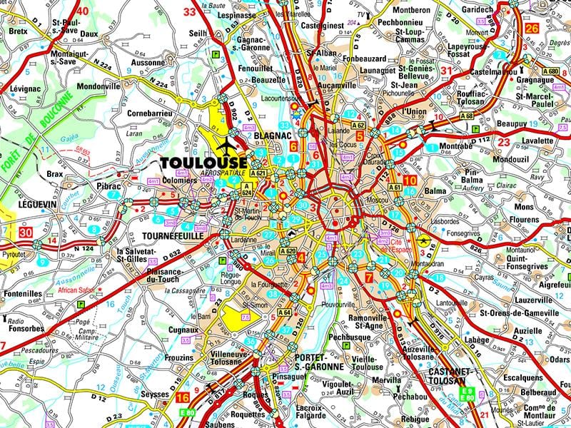 karta Toulouse cesti