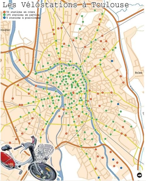 karta Toulouse bicikl