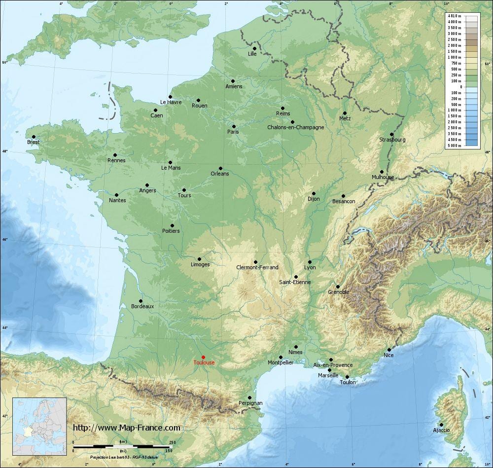 geografska karta Toulouse