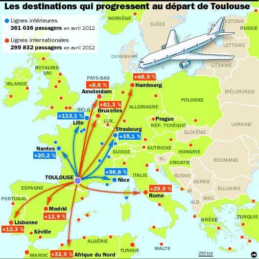 karta zračne luke odredišta Toulouse