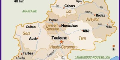 Karta Toulouse i okolice